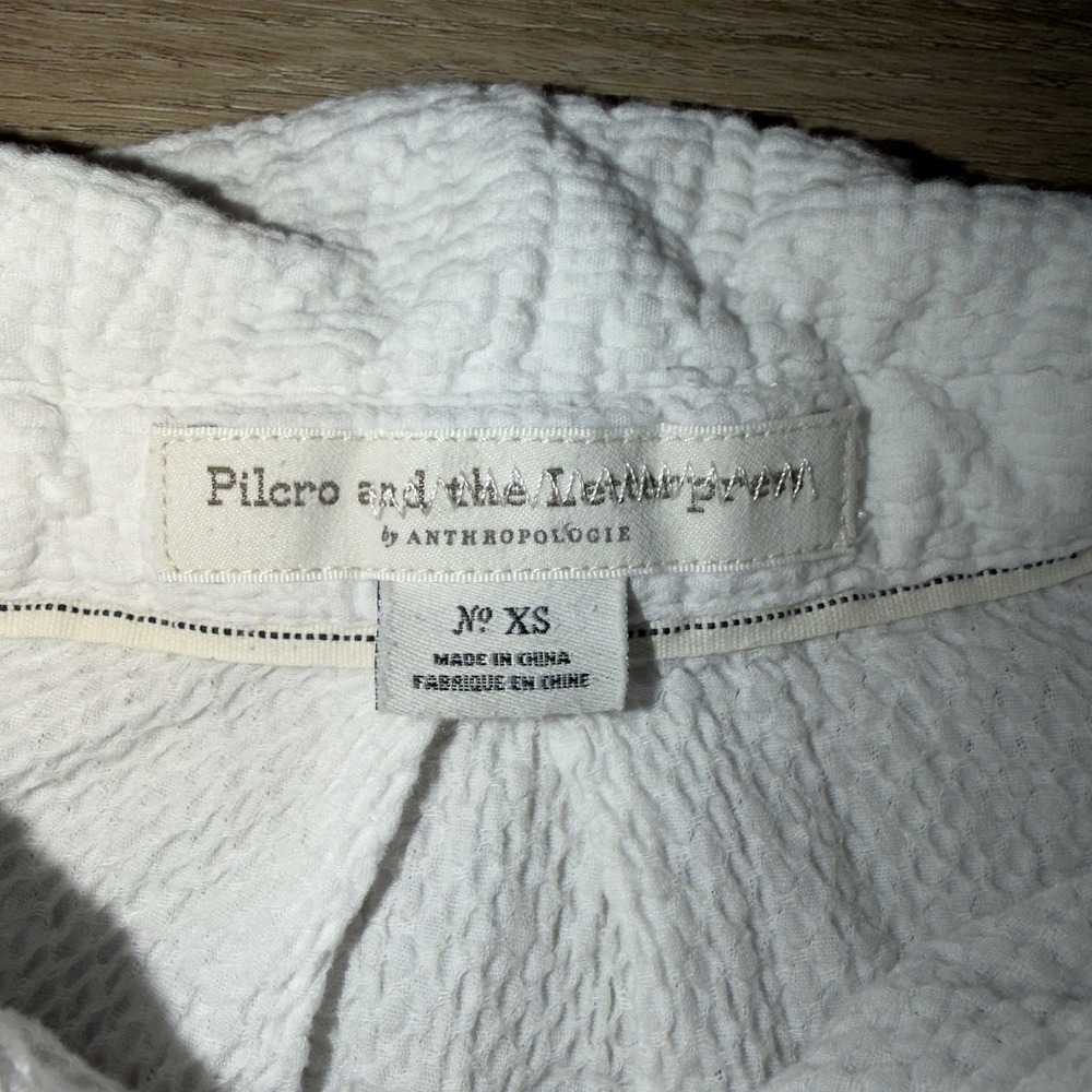 Pilcro and the Letterpress Anthropologie White Textured Cotton Tunic XS White - Picture 2 of 8